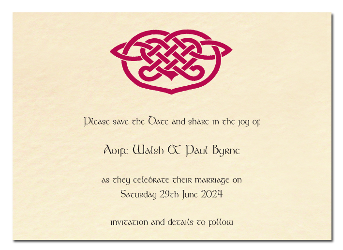 Celtic Heart Design Save the Date Card