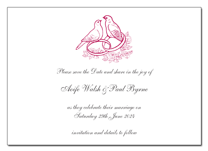 Birds and Rings Design Save the Date Card