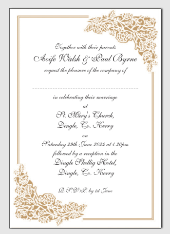 Wedding Invitation Gold Foil Flower Design