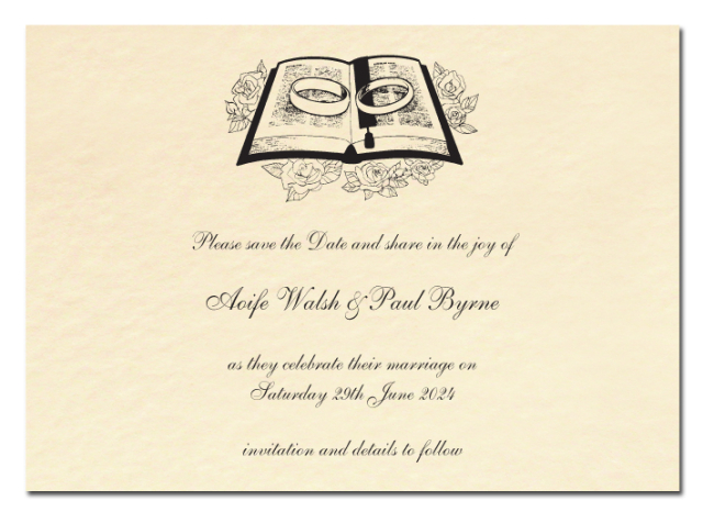 Rings and Bible Design Save the Date Card