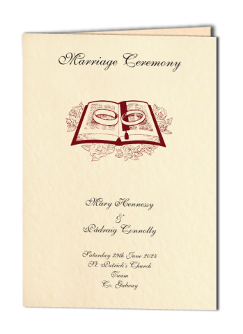 Rings and Bible Design Wedding Ceremony Book