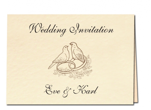 Birds and Rings Landscape Wedding Invitation