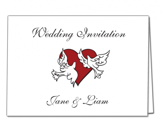 Doves and Heart Design Wedding Invitation