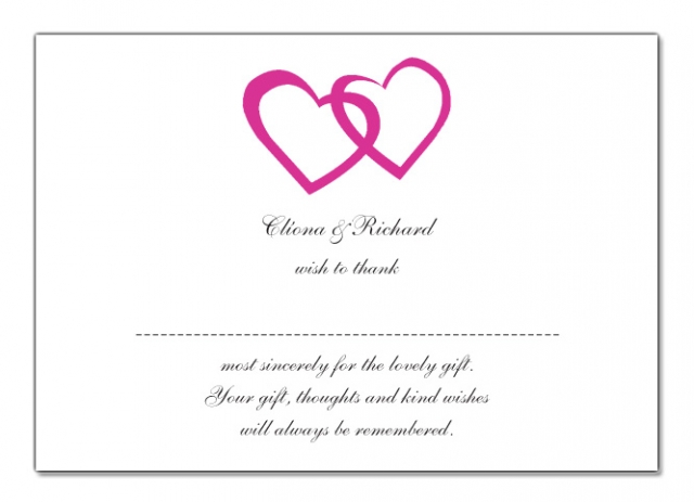 Double Heart Design Wedding Thank You Card