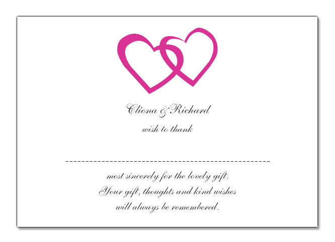 Double Heart Design Wedding Thank You Card