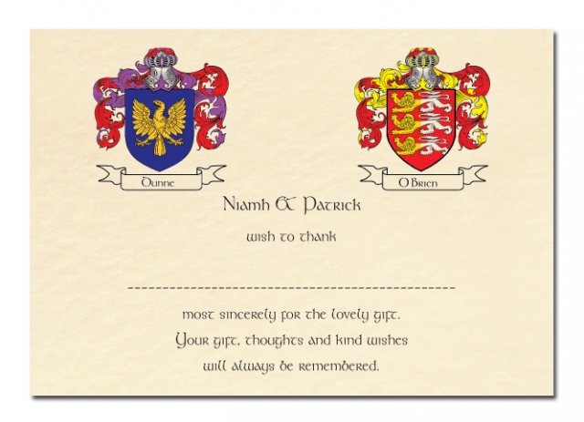 Family Crest Design Wedding Thank You Card