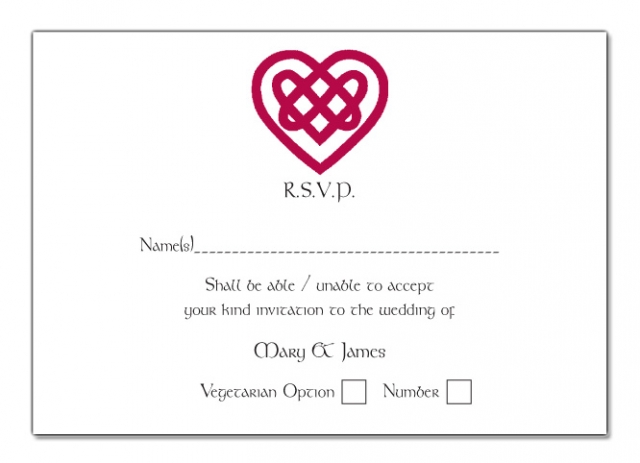 Celtic Heart Design Wedding RSVP Card