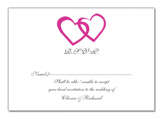 Double Heart Design Wedding RSVP Card