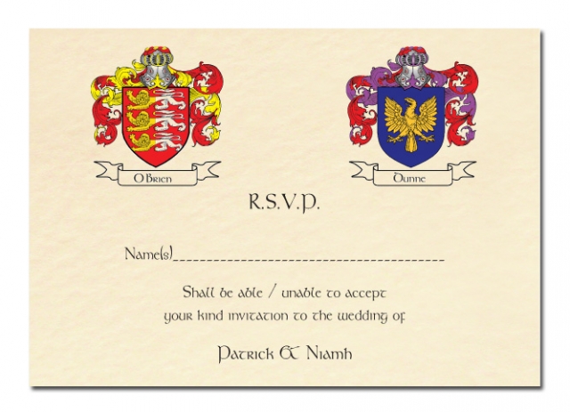 Family Crest Design Wedding RSVP Card