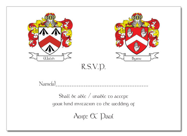 Family Crest Design Wedding RSVP Card