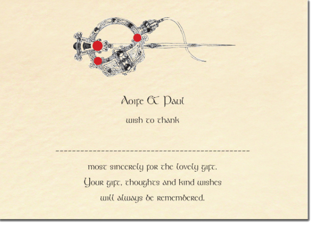 Tara Brooch Design Wedding Thank You Card