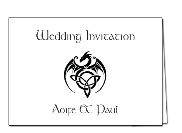 Wedding Invitation Celtic Dragon Design