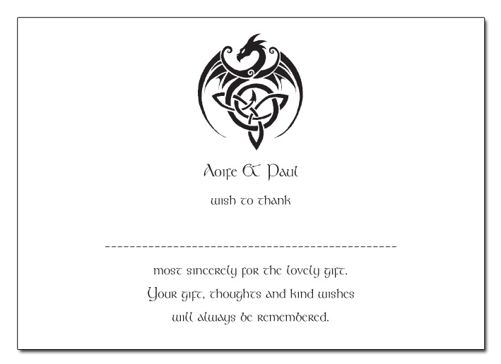 Celtic Dragon Design Wedding Thank You Card