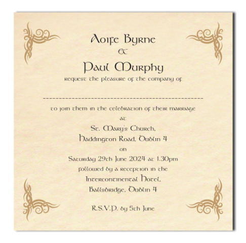 Wedding Invitation Celtic Corner Design